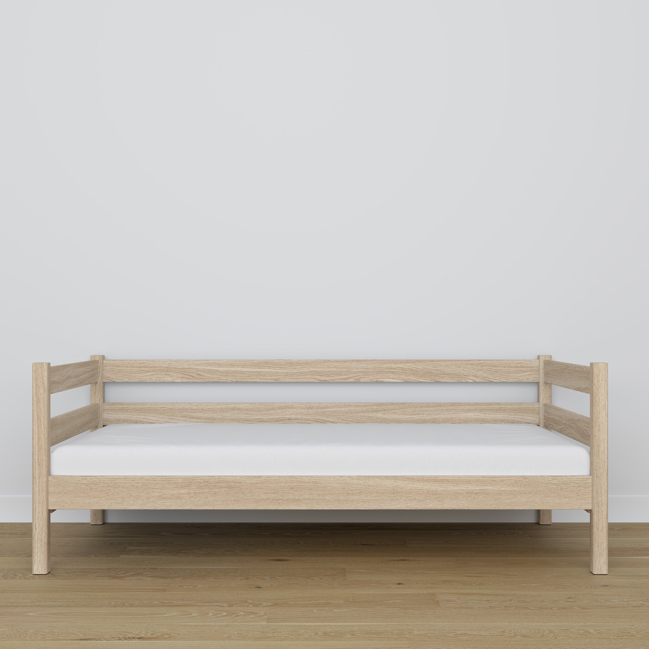 Łóżko sofa dębowe dąb bielony – detale drewna i złączeń, Nizio Home