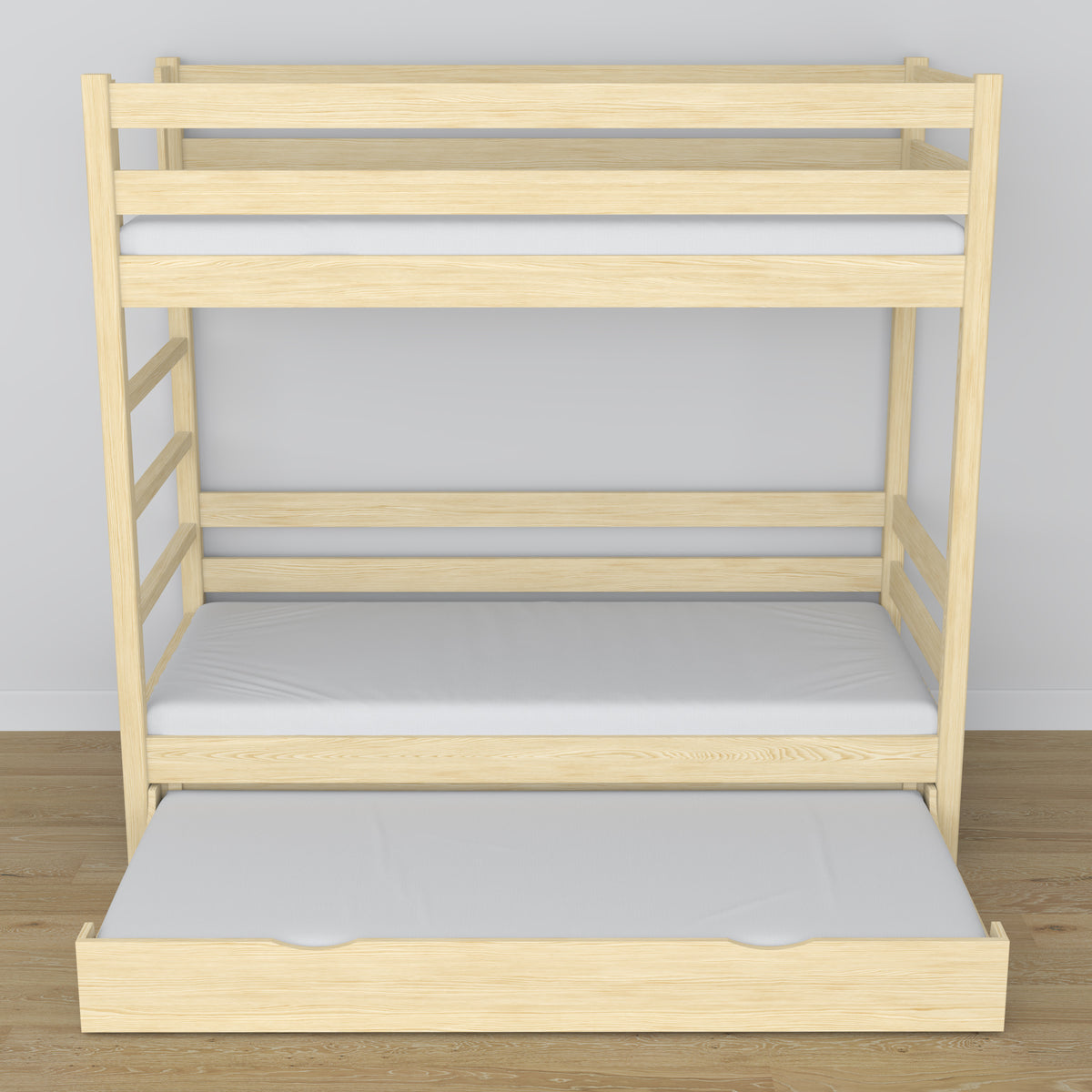 Clear Pine Wooden Bunk Bed – Dimensions and Diagram with Mattress Drawer