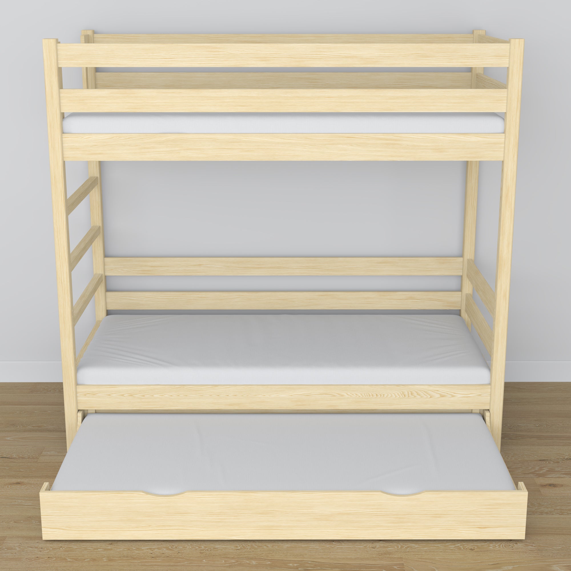 Clear Pine Wooden Bunk Bed – Dimensions and Diagram with Mattress Drawer