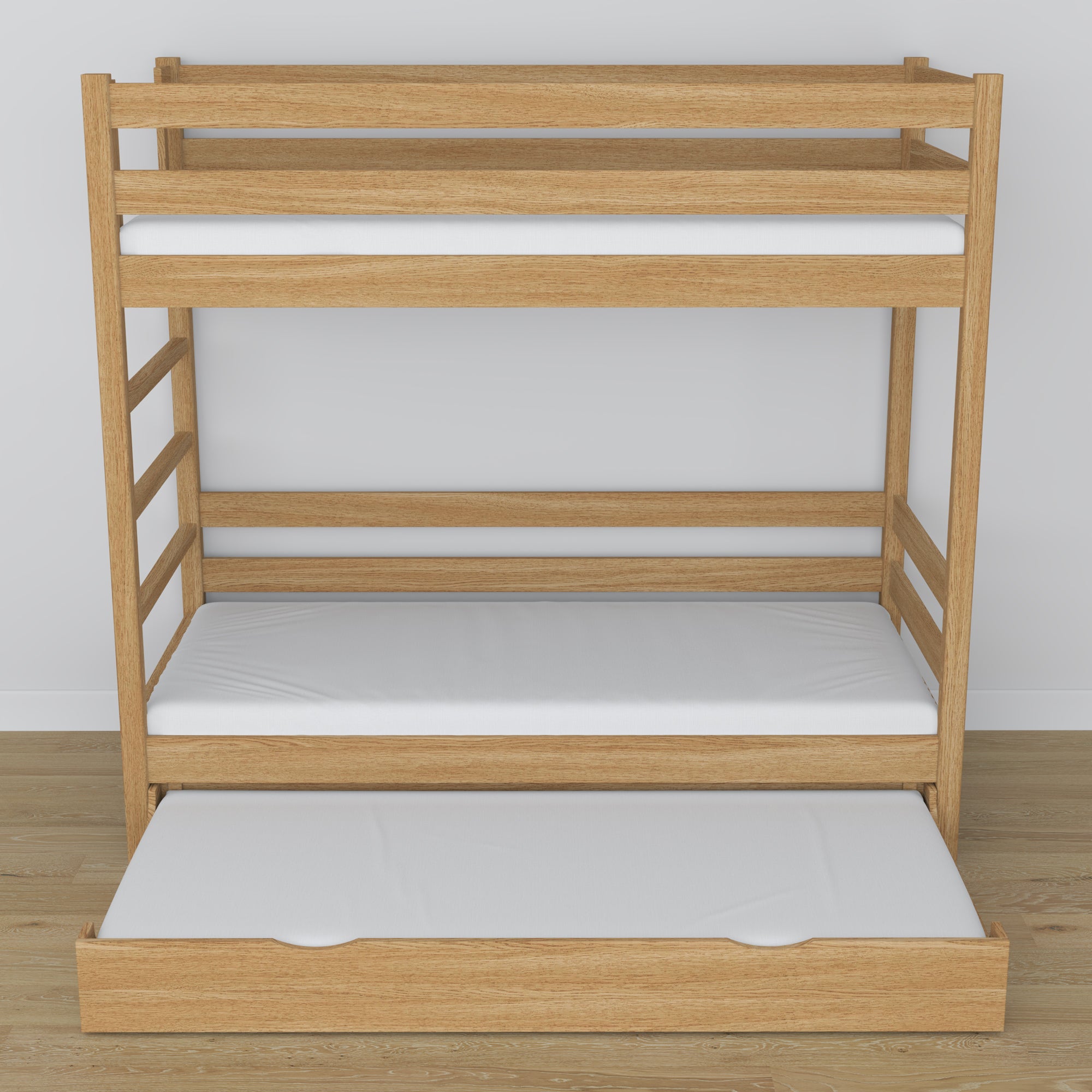 Oak Bunk Bed Natural Oak – Dimensions and Diagram with Mattress Drawer