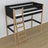 Loft bed black/oak wooden – top view of the sleeping area