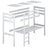 Loft bed white with desk – tabletop and wooden joints, close-up
