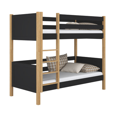 Black and Oak Wooden Bunk Bed – Children’s Room, Solid Wood, Scandinavian Style