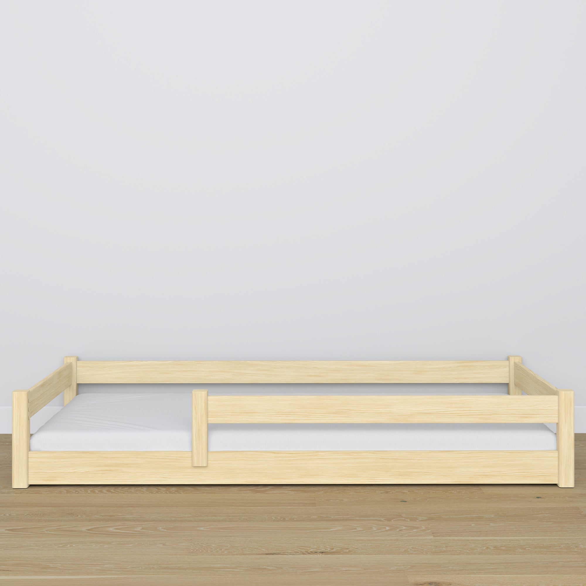 Low Bed Clear Pine – Wooden Headboard, Close-up of Wood Quality