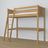 Loft bed natural oak – oak desk under the sleeping area, scandi children’s room