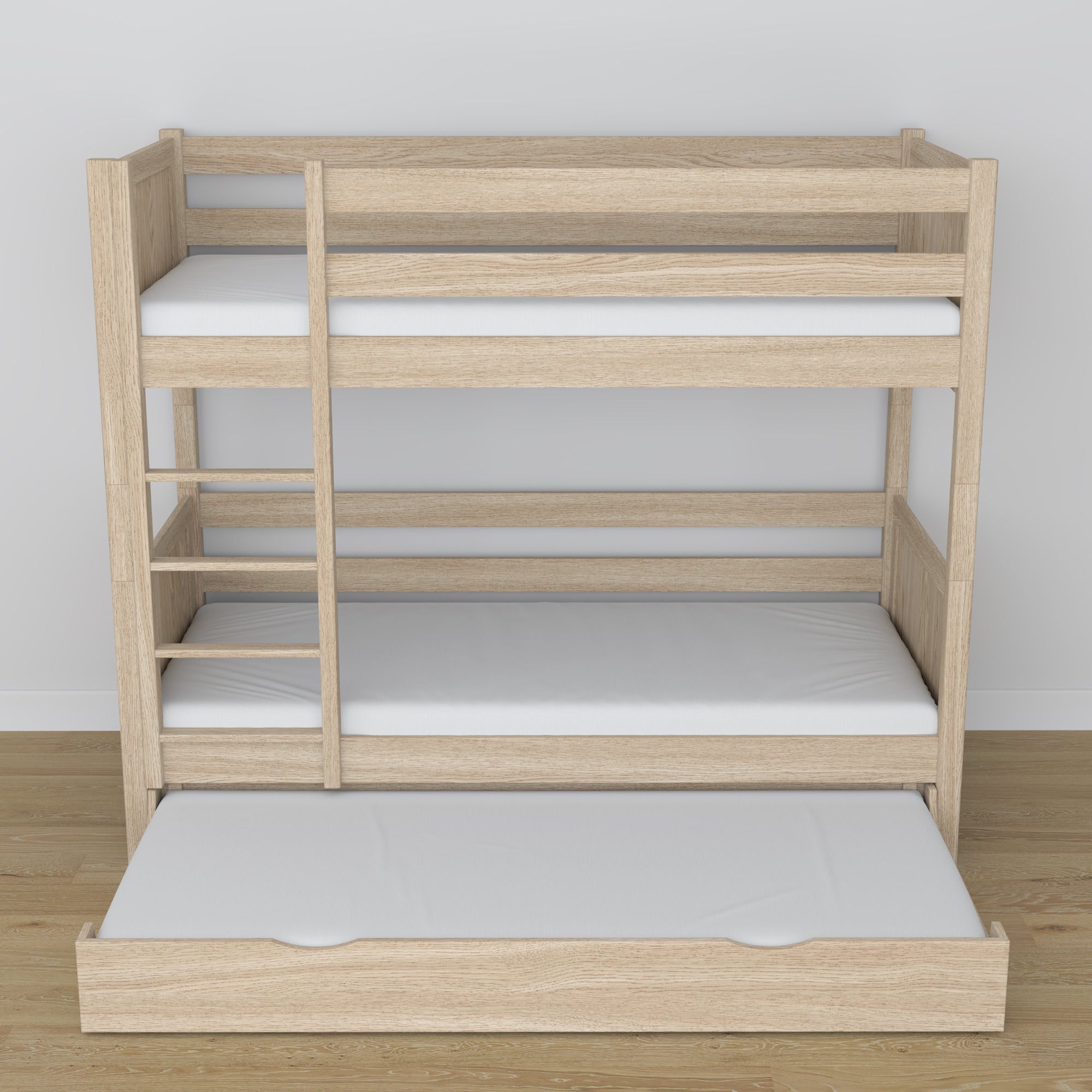 Oak Bunk Bed Bleached Oak – Dimensions and Diagram with Mattress Drawer