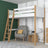 White and Oak Wooden Loft Bed – Free Space Under the Sleeping Area, Nizio