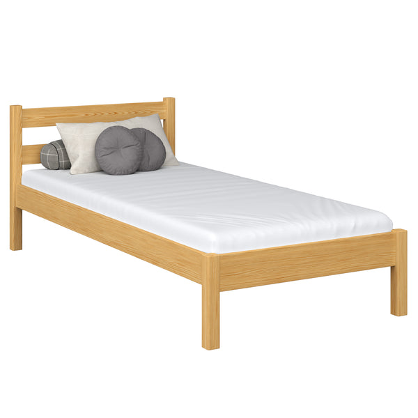 Single wooden bed natural pine – children’s room, solid wood, scandi style