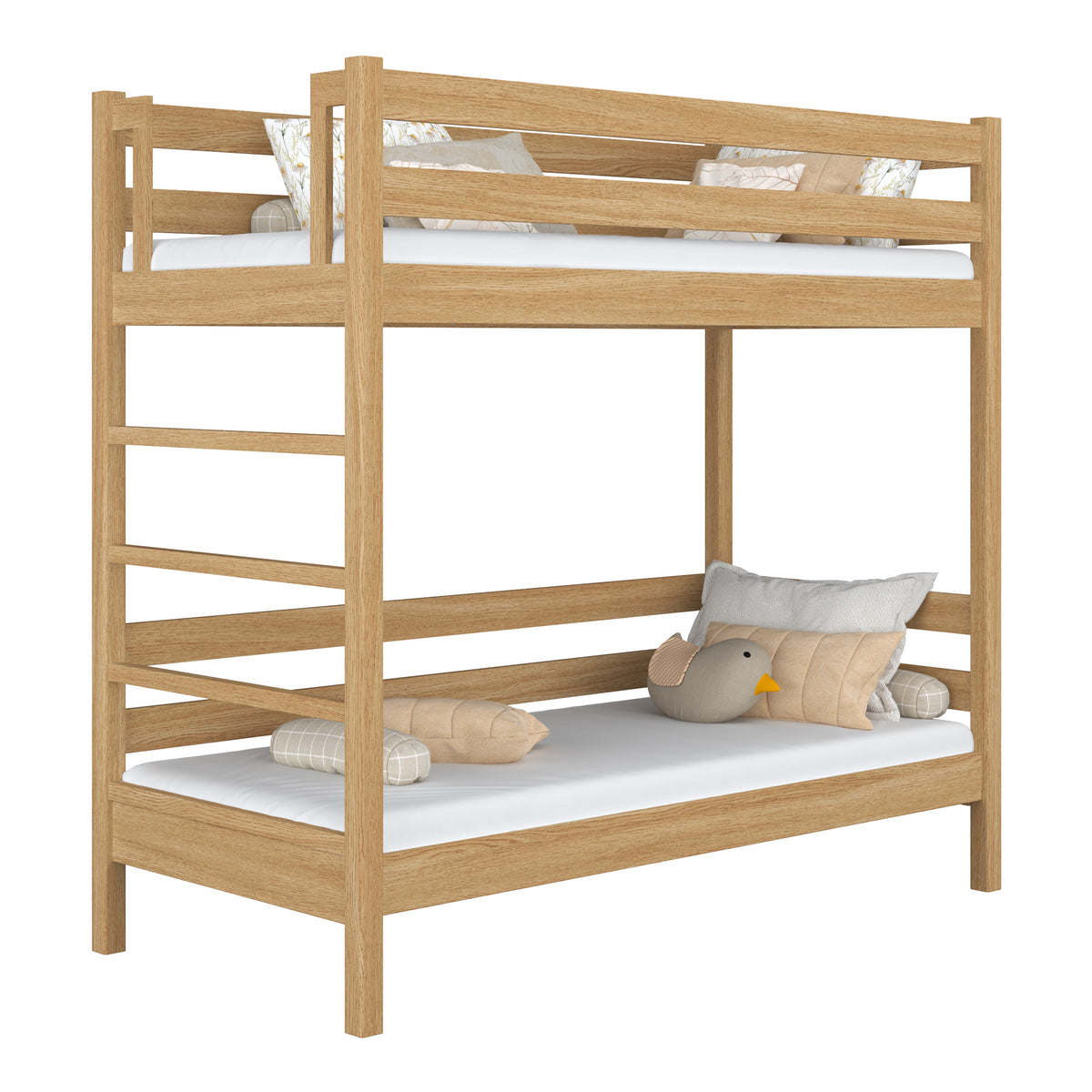 Natural Oak Bunk Bed in Children’s Room – Scandi Arrangement, Oak