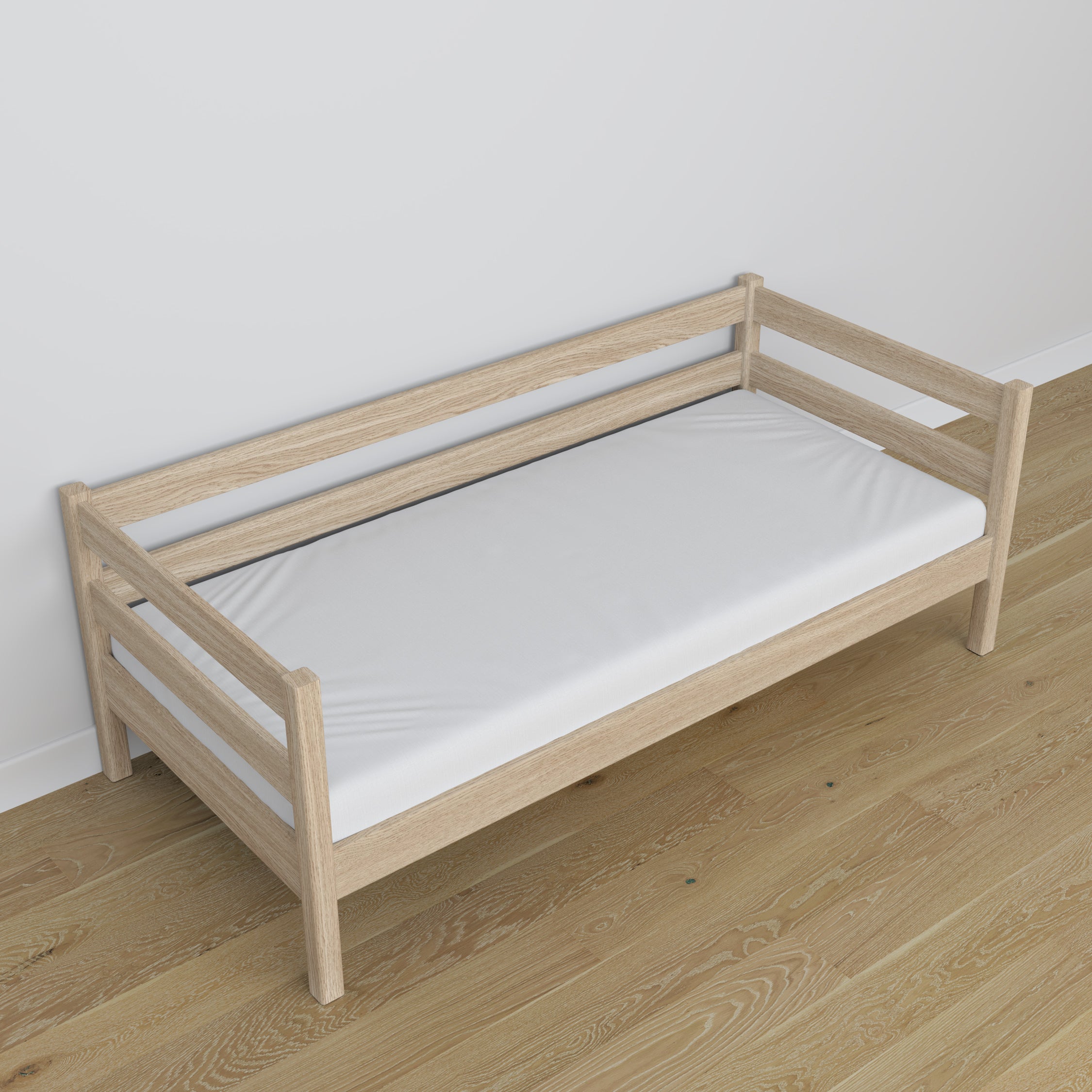 Łóżko sofa dąb bielony z dębu – wymiary i schemat, Nizio