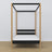 Wooden black-oak canopy bed – close-up of canopy and headboard