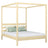 Wooden canopy double bed N01 clear pine – overall view, solid pine wood