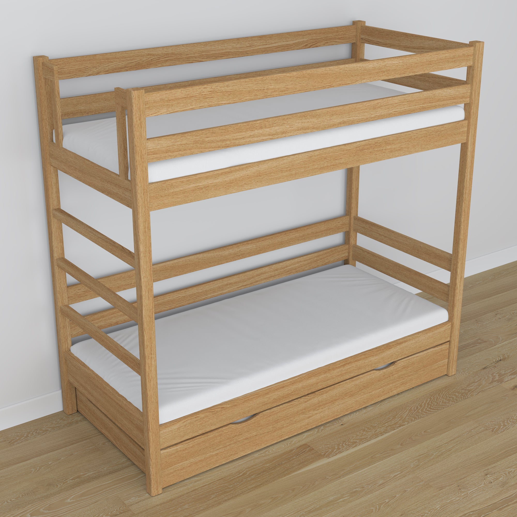 Oak Bunk Bed Natural Oak – Interior of Mattress Drawer, Children’s Room