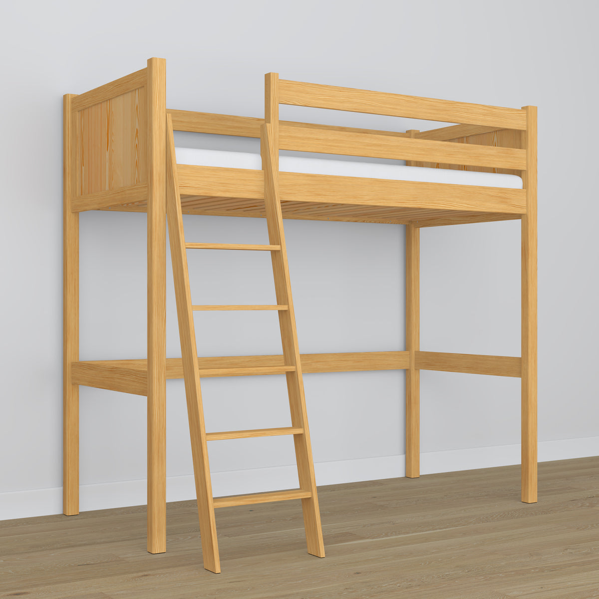 Natural Pine Wooden Loft Bed – Free Space Under the Sleeping Area, Nizio