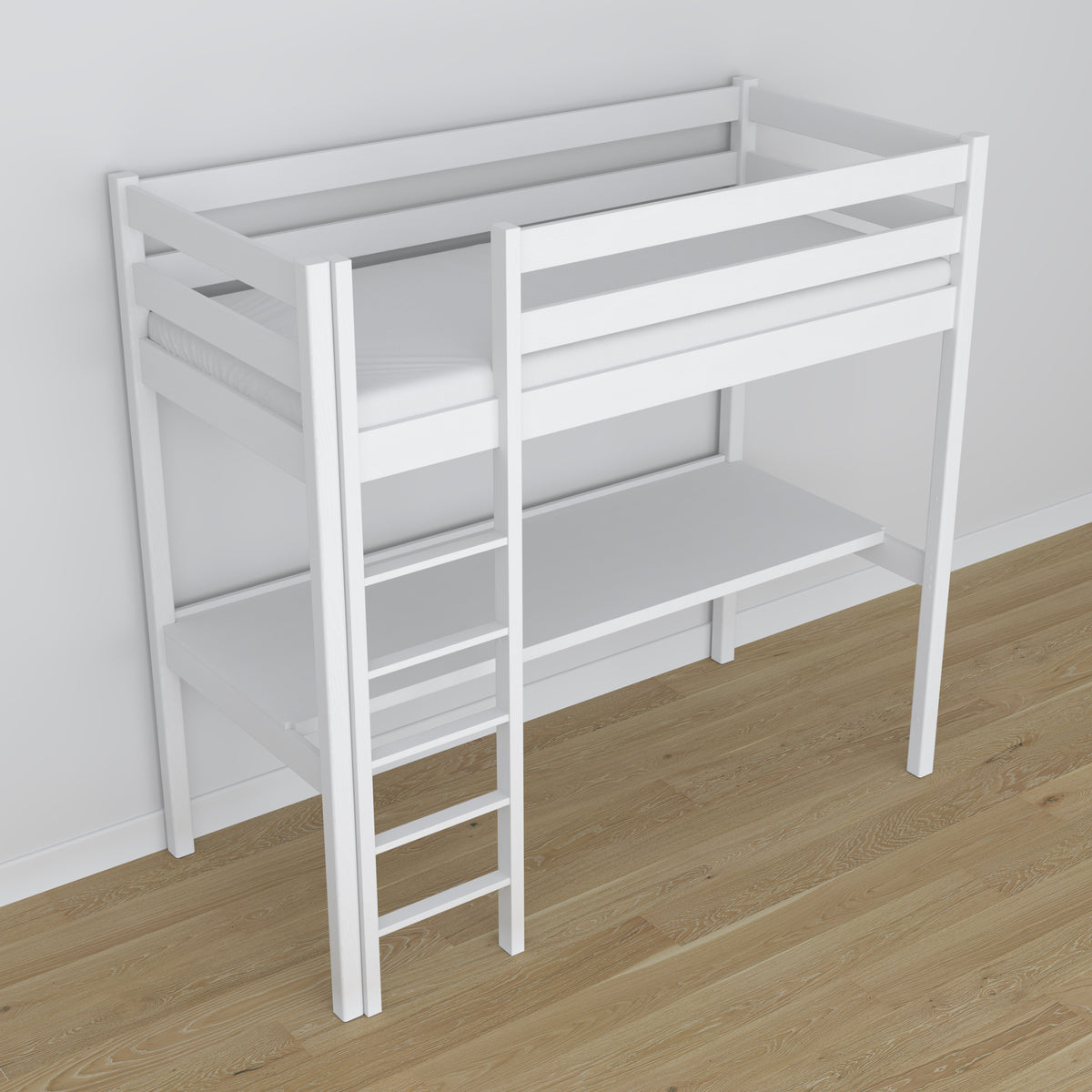 Loft bed with desk white wooden – dimensions, Nizio Home
