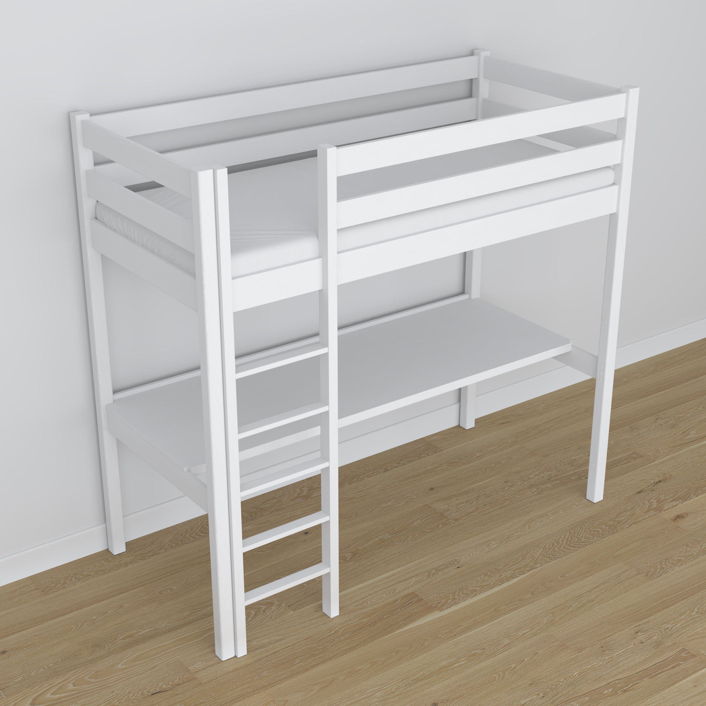 Loft bed with desk white wooden – dimensions, Nizio Home