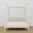 Wooden double bed with canopy clear pine – headboard and frame, close-up