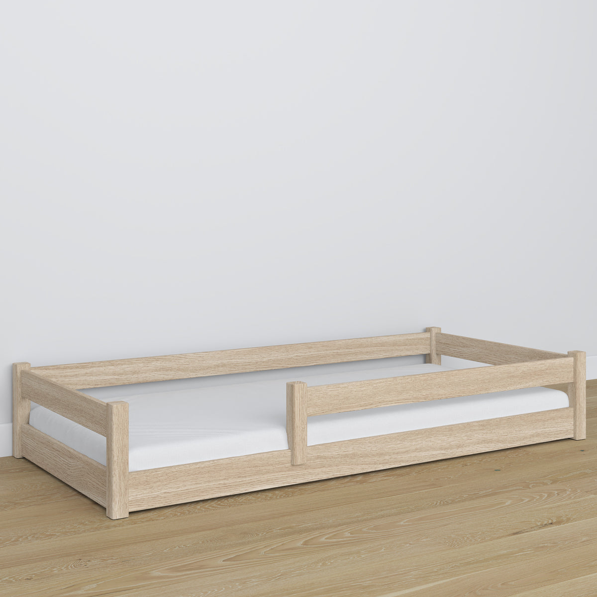 Low Bed Bleached Oak – Oak Legs and Base, Close-up