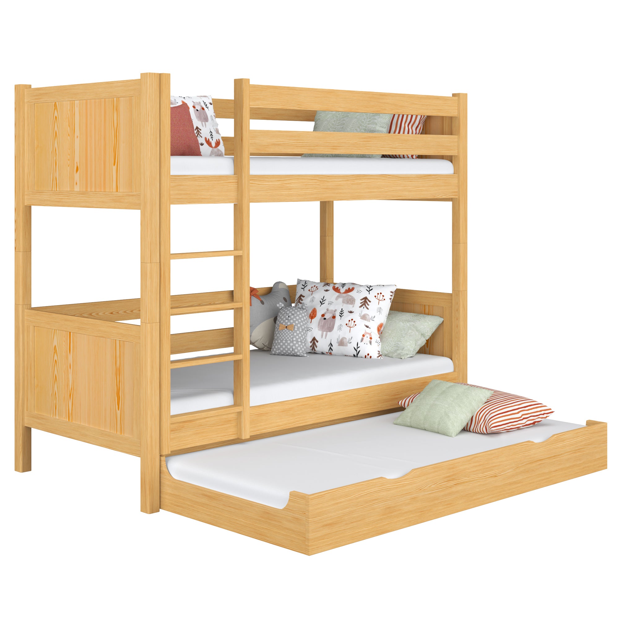 Natural Pine Wooden Bunk Bed with Mattress Drawer – Scandi Children’s Room