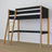 Black and Oak Wooden Loft Bed – Free Space Under the Sleeping Area, Nizio