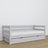 Grey sofa bed – wooden details, high quality Nizio