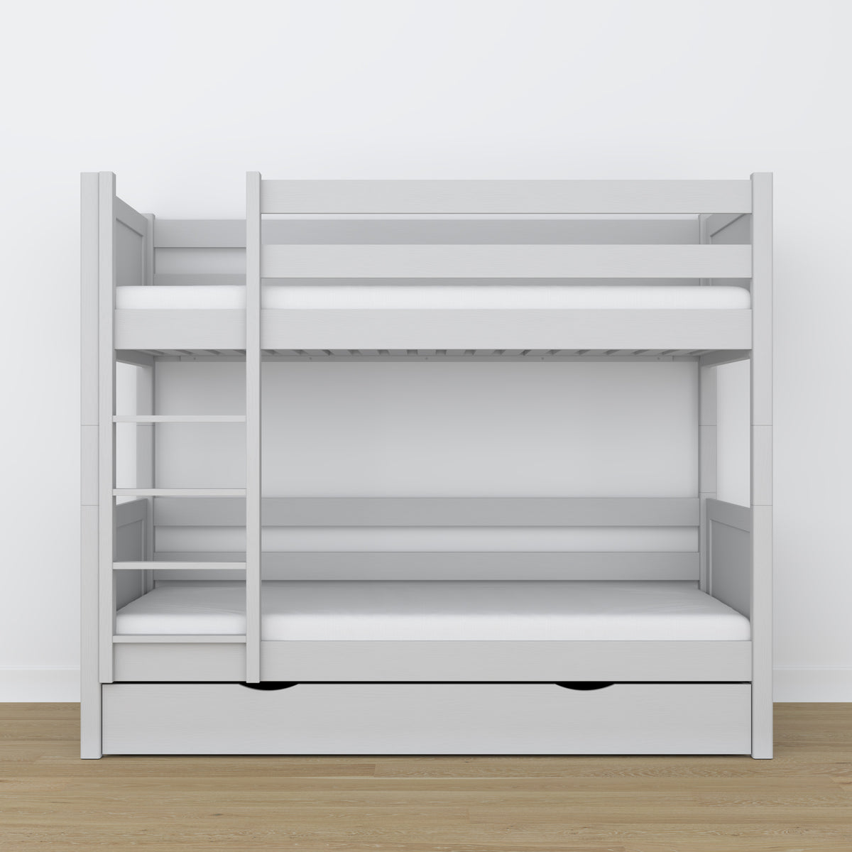 Grey Wooden Bunk Bed – Ladder and Joint Details, Children’s Room