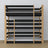 Triple bunk bed black with oak – ladder and safety rails, wooden