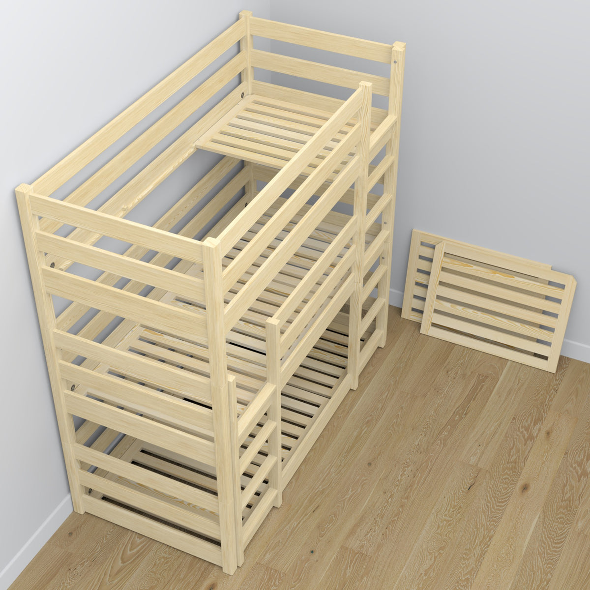 Pine slatted base for Nizio triple bunk bed – durable support base