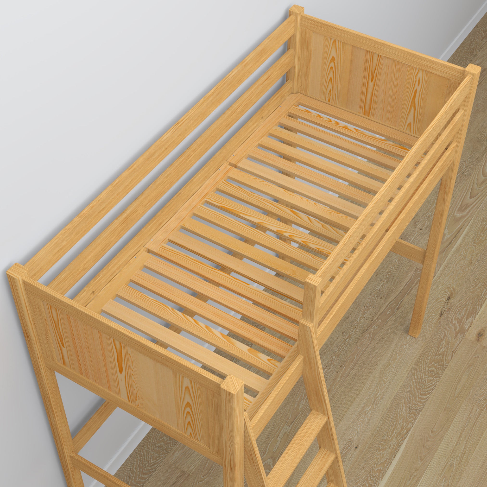 Natural Pine Wooden Loft Bed – Ladder and Joint Details, Nizio Home
