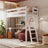 White Wooden Loft Bed – Free Space Under the Sleeping Area, Nizio