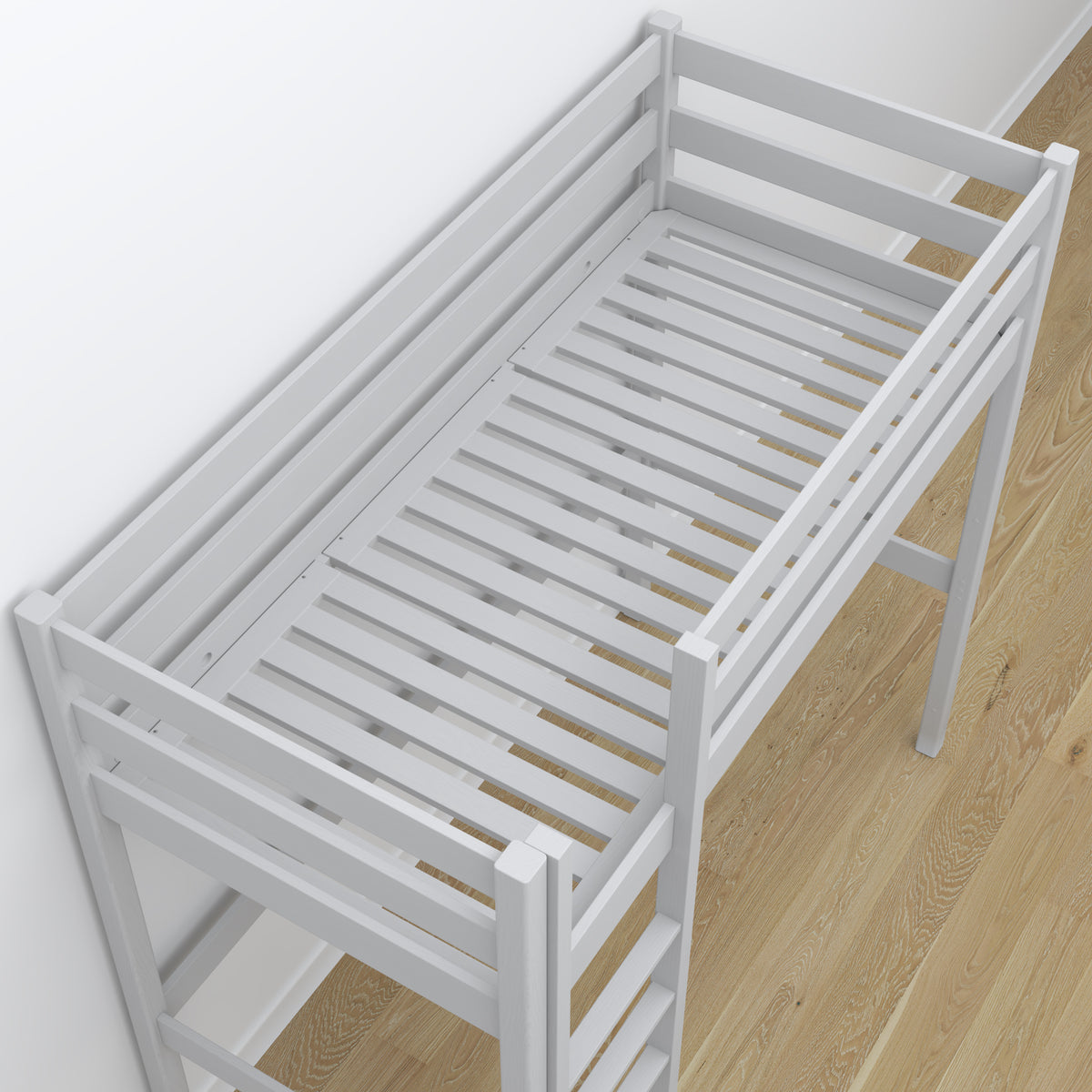 Grey Wooden Loft Bed – Ladder and Joint Details, Nizio Home