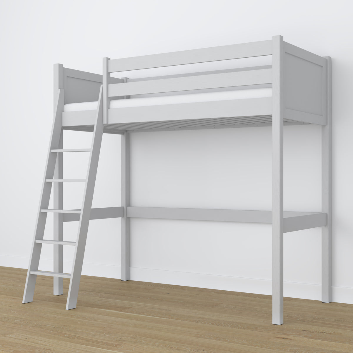 Grey Wooden Loft Bed – Free Space Under the Sleeping Area, Nizio