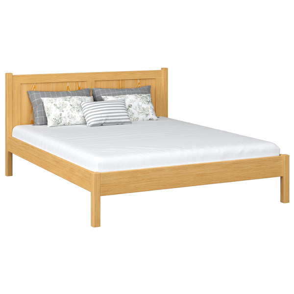 Wooden double bed natural pine – bedroom, solid wood, Scandinavian style