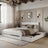 Wooden double bed with drawer white – open drawer, spacious interior