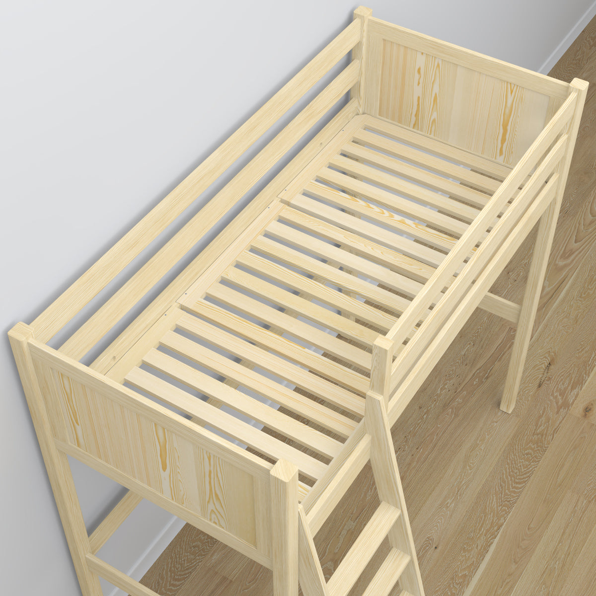 Clear Pine Wooden Loft Bed – Ladder and Joint Details, Nizio Home