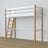 White and Oak Wooden Loft Bed – Free Space Under the Sleeping Area, Nizio