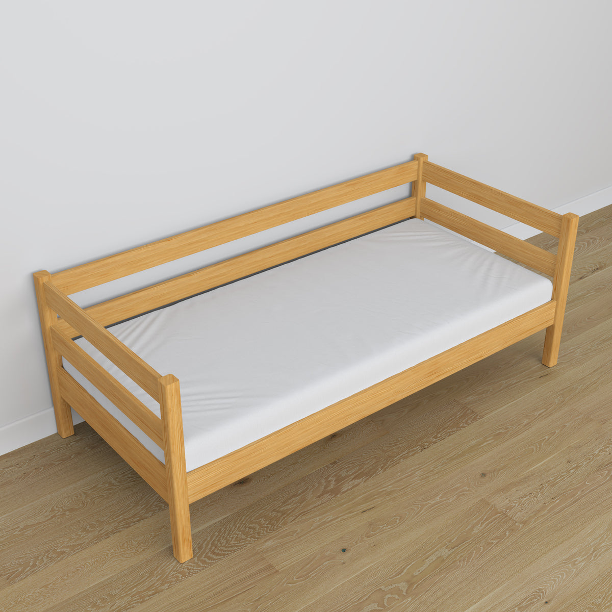 Łóżko sofa sosna naturalna z drewna – wymiary i schemat, Nizio