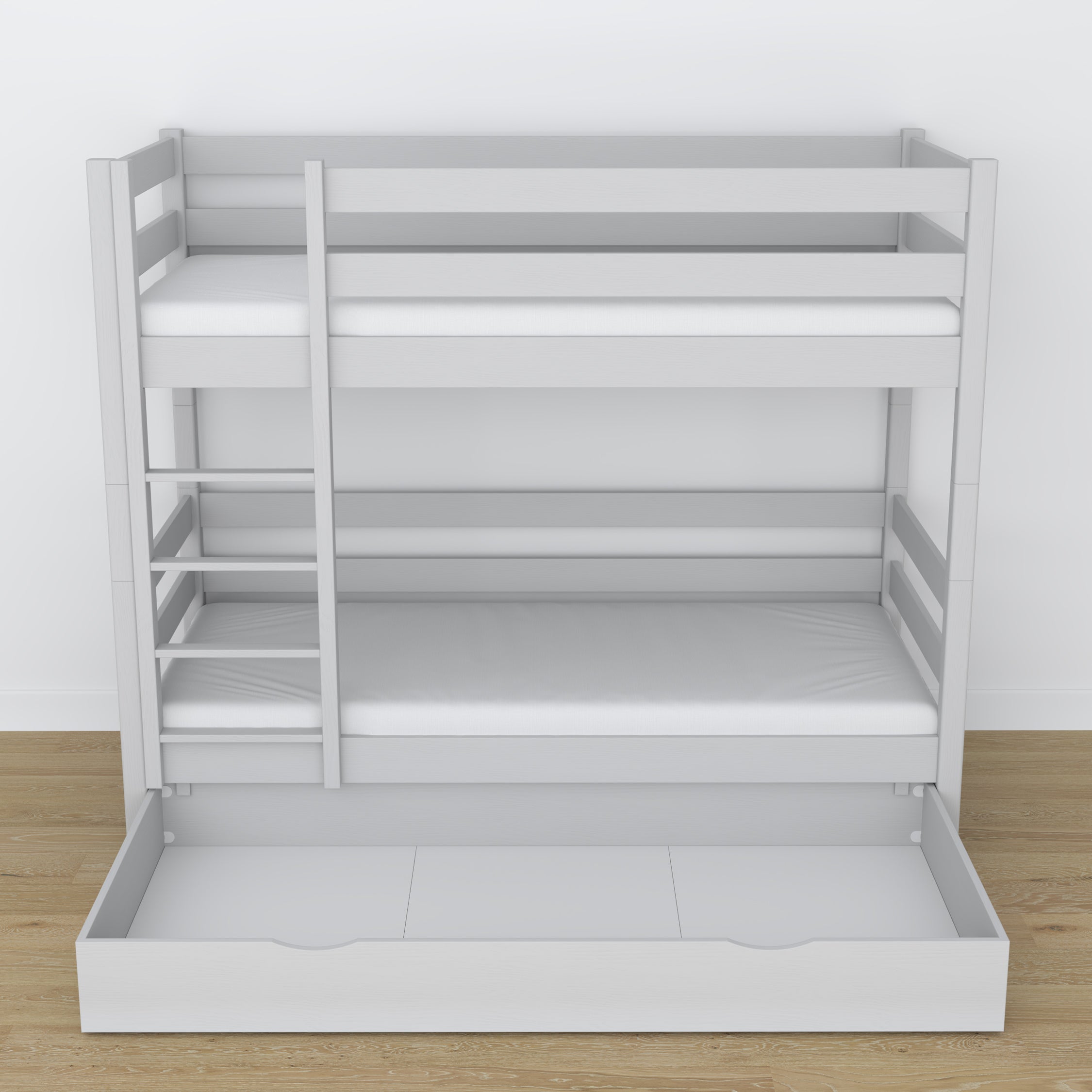 Grey Wooden Bunk Bed with Drawer – Dimensions and Diagram, Nizio