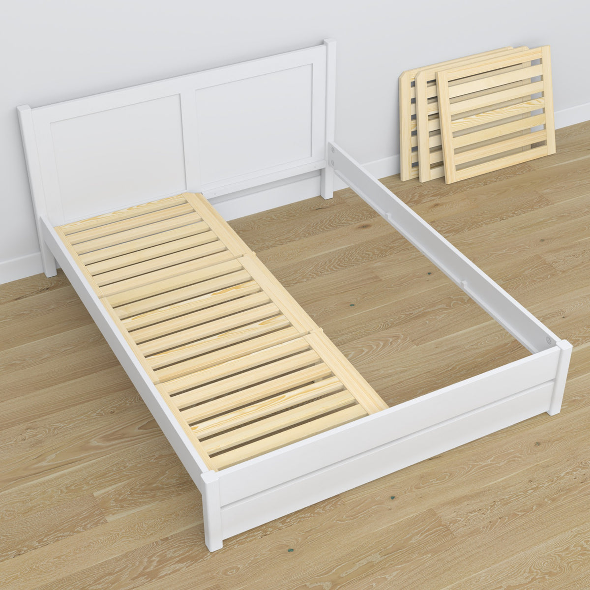 Wooden double bed with drawer white – capacity and functionality