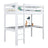 Loft bed white with desk – study space under the sleeping area, wooden