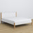 White and Oak Double Bed – Wooden Headboard, Close-up of Wood Quality