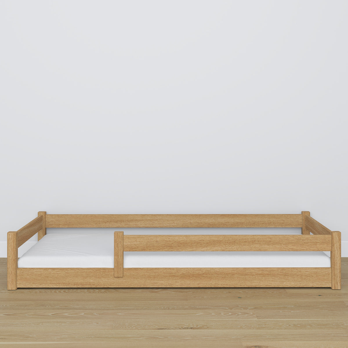 Low Bed Natural Oak in Bedroom – Scandinavian Arrangement, Oak