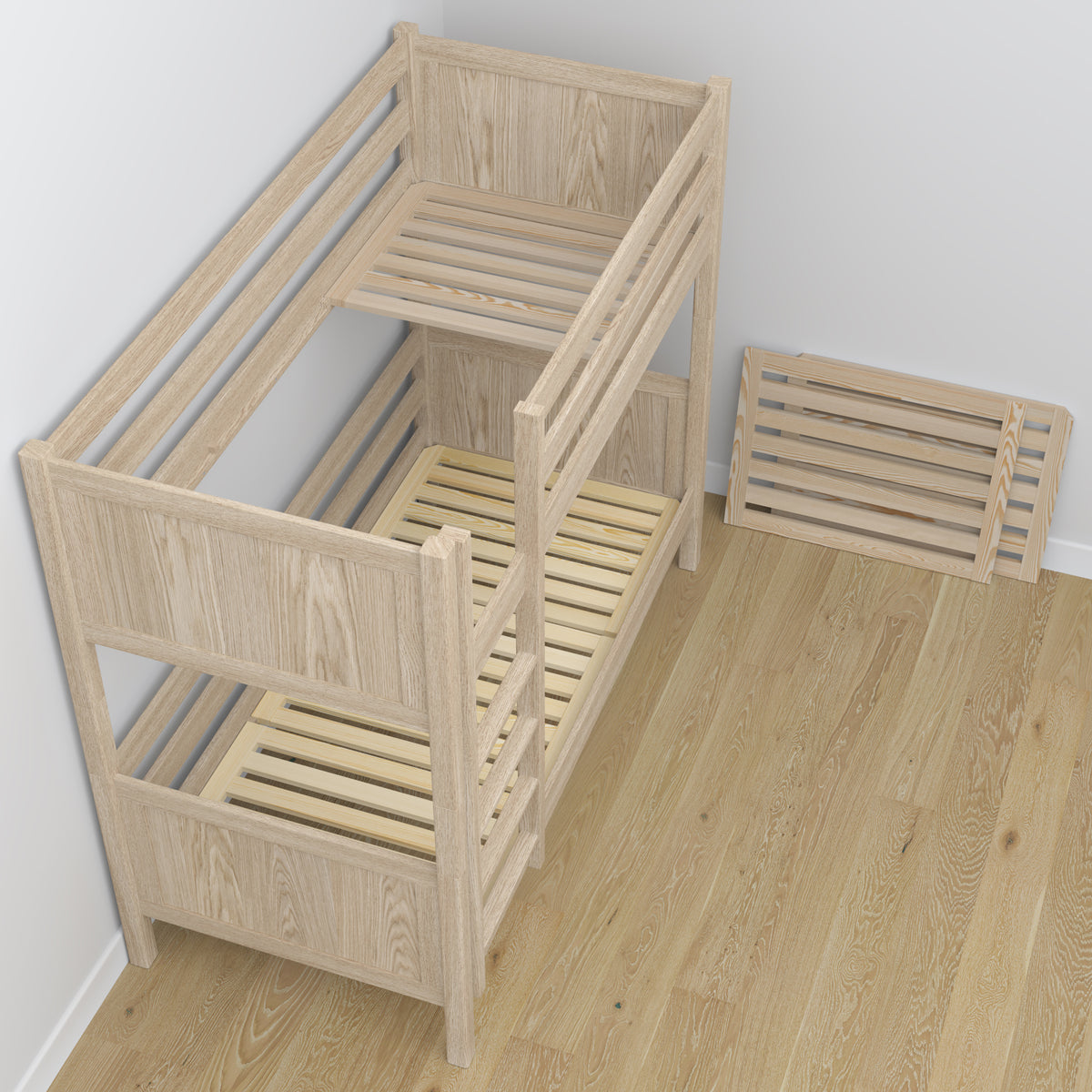 Bleached Oak Bunk Bed – Oak Joinery Joints, Close-up, Nizio Home