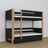 Black and Oak Wooden Bunk Bed – Ladder, Rails, Drawer for Extra Mattress