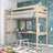 Oak Loft Bed with Desk Bleached Oak – Ladder and Safety Rail