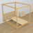 Canopy bed natural pine made of wood – side view, scandi style