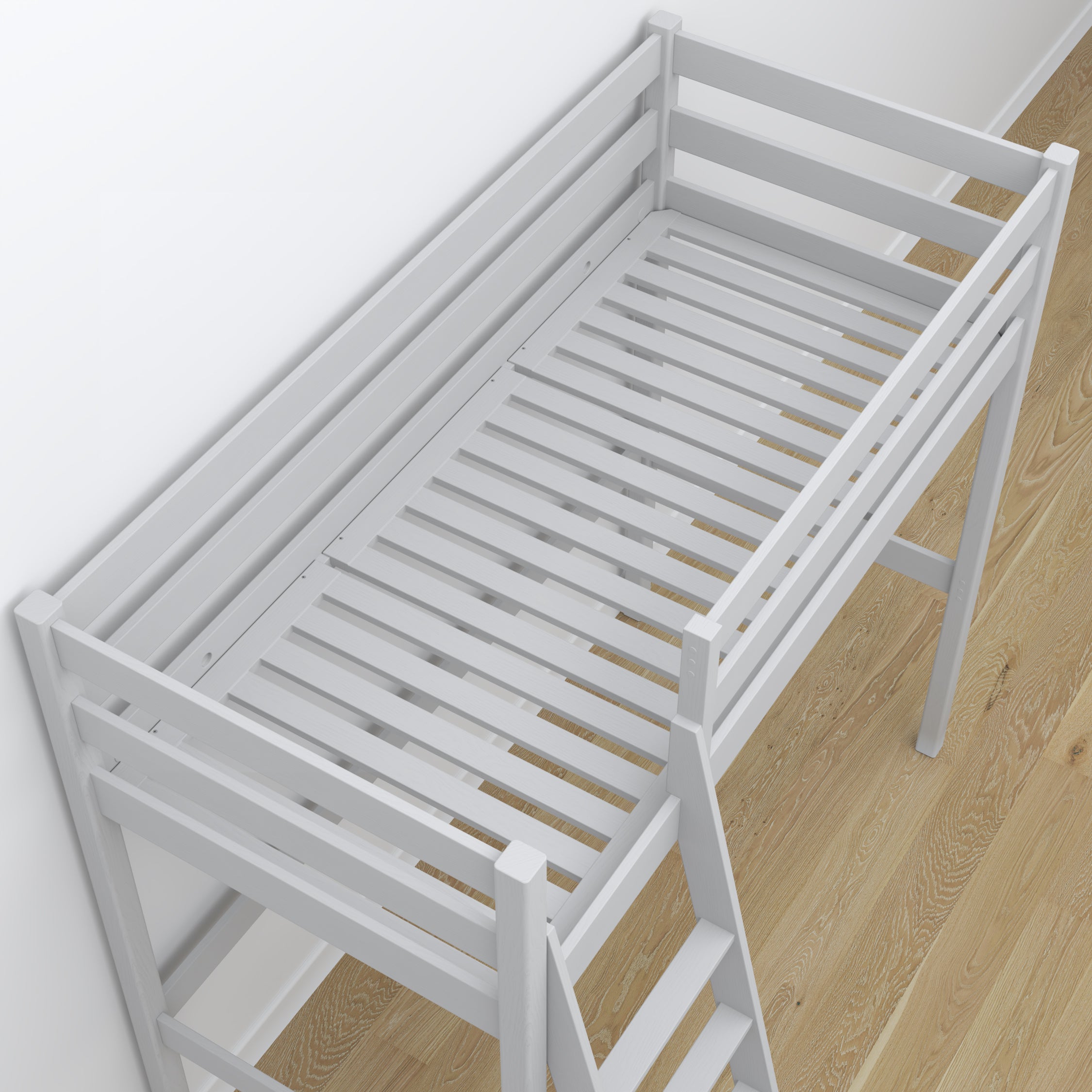 Grey Wooden Loft Bed – Ladder and Joint Details, Nizio Home