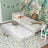 Wooden bed with mattress drawer grey – extended drawer, guest