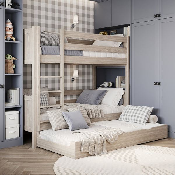 Oak Bunk Bed with Mattress Drawer Bleached Oak – Scandi Children’s Room