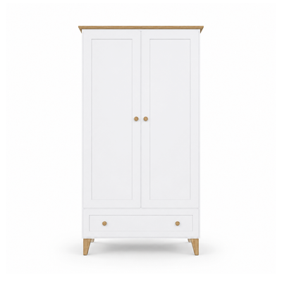 Wooden wardrobe 2D1S Scandi white / natural oak